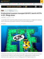 Bitcoin ETF Ownership Shifts as Hedge Funds Sell and Banks Buy: CoinShares