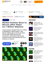 Market Rotates Back to Bitcoin After Major $1.7 Billion Wipeout – Crypto News Bitcoin News