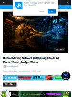 Bitcoin Mining Shifting To AI At Record Pace, Analyst Warns