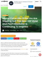 Meme Coins Like Shiba Inu Are Slipping But This New XRP Rival and PayFi Gladiator Is Continuing To Impress | Live Bitcoin News
