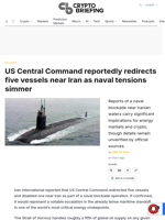 US Central Command reportedly redirects five vessels near Iran as naval tensions simmer