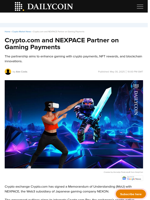 Crypto.com and NEXPACE Partner on Gaming Payments - DailyCoin