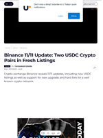 Binance 11/11 Update: Two USDC Crypto Pairs in Fresh Listings - U.Today