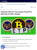 21Shares Files for Two Crypto Fund ETFs With the U.S.SEC