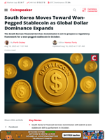 South Korea Pushes Won-Pegged Stablecoin Bill