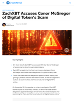 ZachXBT Accuses Conor McGregor of Digital Token’s Scam