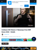 Coinbase CEO Shares 6 Takeaways From WEF Davos 2026 - Details | Bitcoinist.com