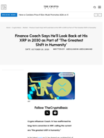 Finance Coach Says He’ll Look Back at His XRP in 2030 as Part of ‘The Greatest Shift in Humanity’