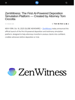 ZenWitness: The First AI-Powered Deposition Simulation Platform — Created by Attorney Tom Ciccotta - Visionary Financial