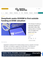 DeepSeek seeks $300M in first outside funding at $10B valuation