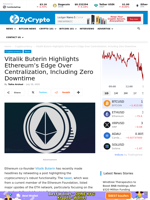 Vitalik Buterin Highlights Ethereum's Edge Over Centralization, Including Zero Downtime ⋆ ZyCrypto