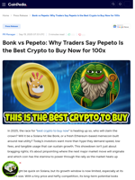 Bonk vs Pepeto: Why Traders Say Pepeto Is the Best Crypto to Buy Now for 100x