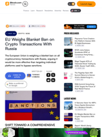 EU Weighs Blanket Ban on Crypto Transactions With Russia – Crypto News Bitcoin News