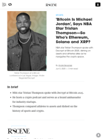 'Bitcoin Is Michael Jordan', Says NBA Star Tristan Thompson—So Who's Ethereum, Solana and XRP? - Decrypt