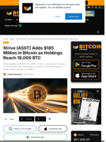 Strive Buys $185M In Bitcoin, Holdings Hit 19,000 BTC