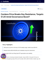 Cardano Price Breaks Key Resistance, Targets $1.20 Amid Governance Boost?