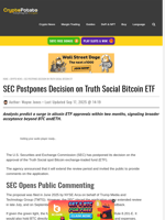 SEC Postpones Decision on Truth Social Bitcoin ETF
