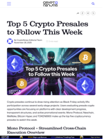 Top 5 Crypto Presales to Follow This Week