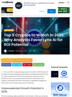 Top 5 Cryptos to Watch in 2025: Why Analysts Favor Lyno AI for ROI Potential | Live Bitcoin News