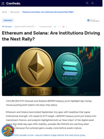 Ethereum and Solana: Are Institutions Driving the Next Rally?