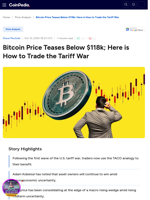 Bitcoin Price Teases Below $118k; Here is How to Trade the Tariff War