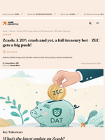 Zcash: A 20% crash and yet, a full treasury bet - ZEC gets a big push! - AMBCrypto