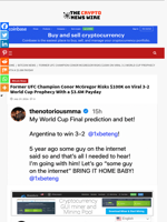 Former UFC Champion Conor McGregor Risks $100K on Viral 3-2 World Cup Prophecy With a $3.6M Payday - The Crypto News Wire