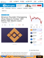 Binance Founder Changpeng Zhao Rejects Forbes’ $87 Billion Net Worth Claim ⋆ ZyCrypto