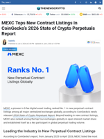 MEXC Tops New Contract Listings in CoinGecko's 2026 State of Crypto Perpetuals Report - TheNewsCrypto