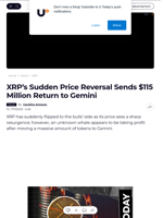 XRP’s Sudden Price Reversal Sends $115 Million Return to Gemini - U.Today