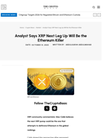 Analyst Says XRP Next Leg Up Will Be the Ethereum Killer