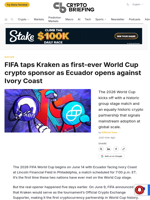FIFA taps Kraken as first-ever World Cup crypto sponsor as Ecuador opens against Ivory Coast