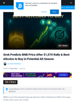 Grok Predicts BNB Price After $1,070 Rally & Best Altcoins to Buy in Potential Alt Season