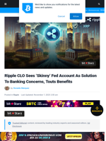 Ripple CLO Sees 'Skinny' Fed Account As Solution To Banking Concerns, Touts Benefits | Bitcoinist.com