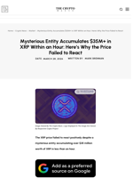 Mysterious Entity Accumulates $35M+ in XRP Within an Hour: Here’s Why the Price Failed to React