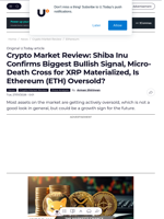Crypto Market Review: Shiba Inu Confirms Biggest Bullish Signal, Micro-Death Cross for XRP Materialized, Is Ethereum (ETH) Oversold? - U.Today