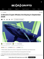 3 Altcoins Crypto Whales Are Buying In September 2026