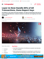 Layer 2s Now Handle 85% of All Transactions, Dune Report Says - Coinspeaker