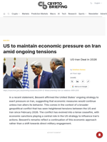 US to maintain economic pressure on Iran amid ongoing tensions