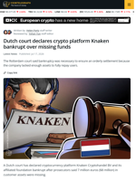 Dutch Court Declares Knaken Crypto Platform Bankrupt