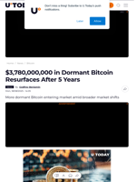 $3,780,000,000 in Dormant Bitcoin Resurfaces After 5 Years - U.Today