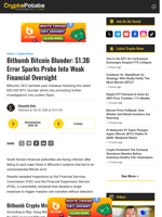 Bithumb Bitcoin Blunder: $1.3B Error Sparks Probe Into Weak Financial Oversight