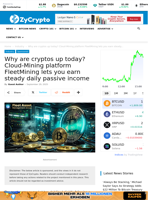 Why are cryptos up today? Cloud-Mining platform FleetMining lets you earn steady daily passive income