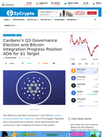 Cardano's Q3 Governance Election and Bitcoin Integration Progress Position ADA for $1 Target ⋆ ZyCrypto