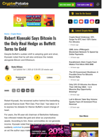 Robert Kiyosaki Says Bitcoin Is the Only Real Hedge as Buffett Turns to Gold