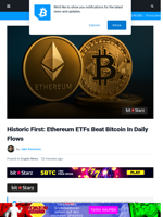 Historic First: Ethereum ETFs Beat Bitcoin In Daily Flows