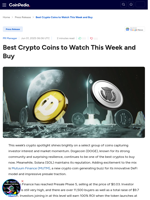Best Crypto Coins to Watch This Week and Buy : Dogecoin (DOGE), Solana (SOL), Mutuum Finance (MUTM).
