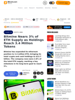 Bitmine Nears 3% of ETH Supply as Holdings Reach 3.4 Million Tokens – Crypto News Bitcoin News