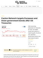 Canton Network targets European and Asian government bonds after US Treasuries