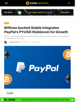 Bitfinex-backed Stable Integrates PayPal’s PYUSD Stablecoin for Growth - CoinCentral
